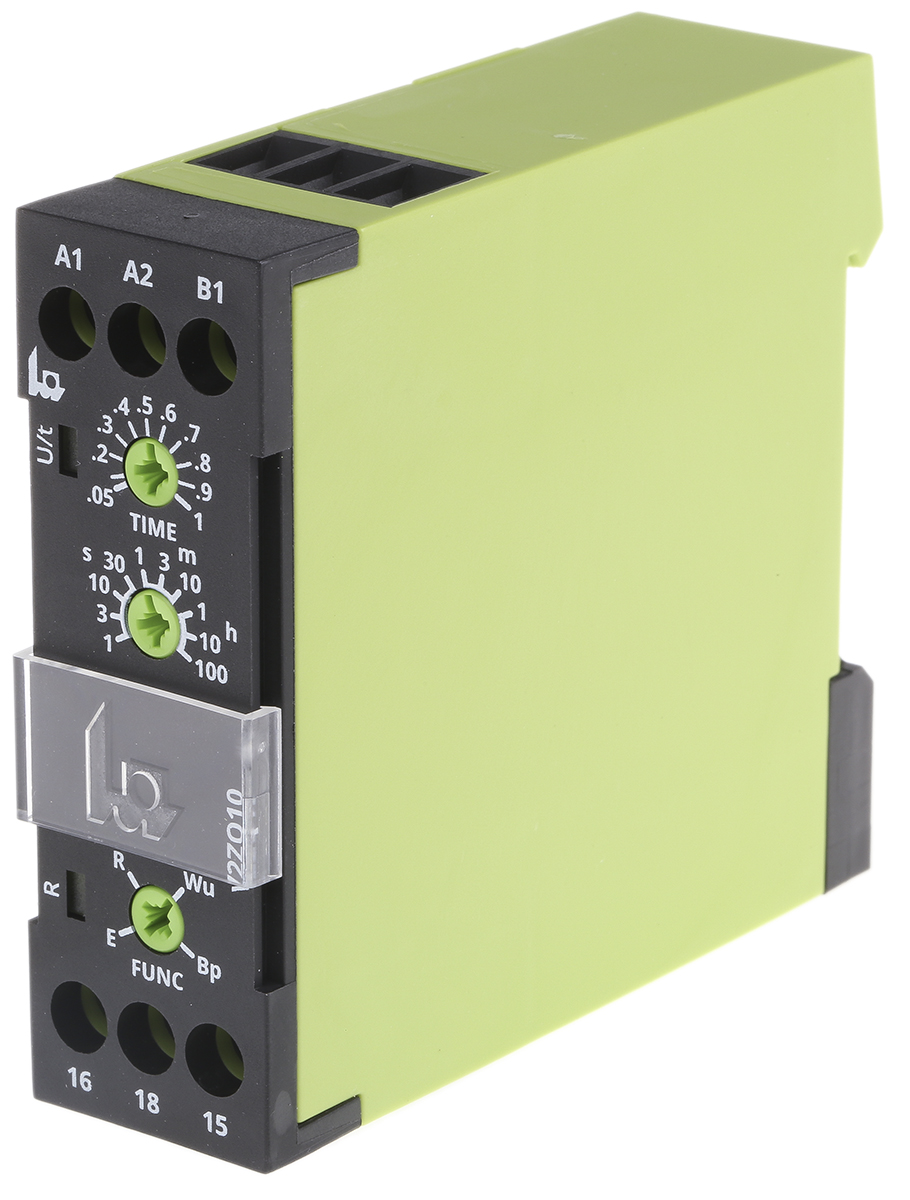 Tele V2ZQ10 Series DIN Rail Timer Relay, 1-Contact, 240 V dc 240V ac, 5 to 100 h, Multifunction-Function, SPDT Switch