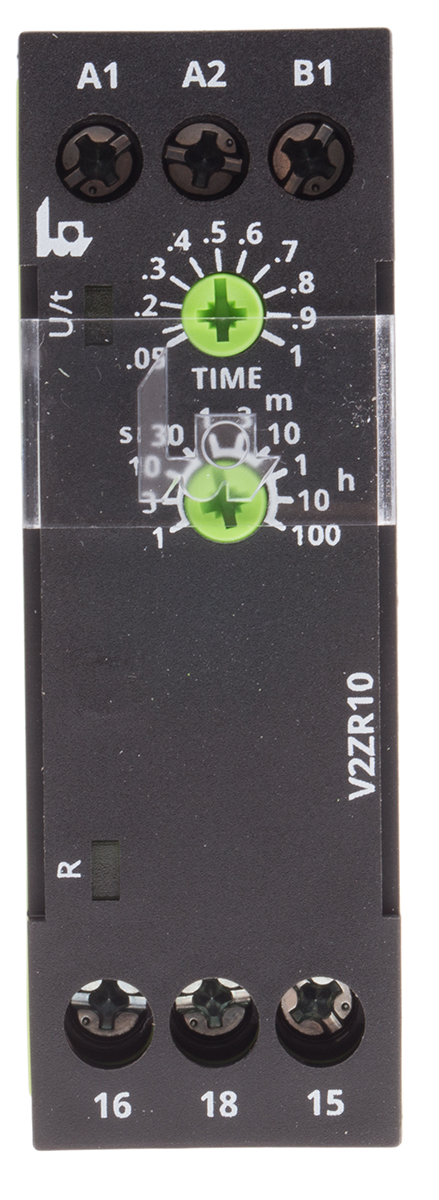 Tele V2ZR10 Series DIN Rail Timer Relay, 1-Contact, 240 V dc 24V ac, 240 V ac, 1-Function, SPDT Switch Configuration
