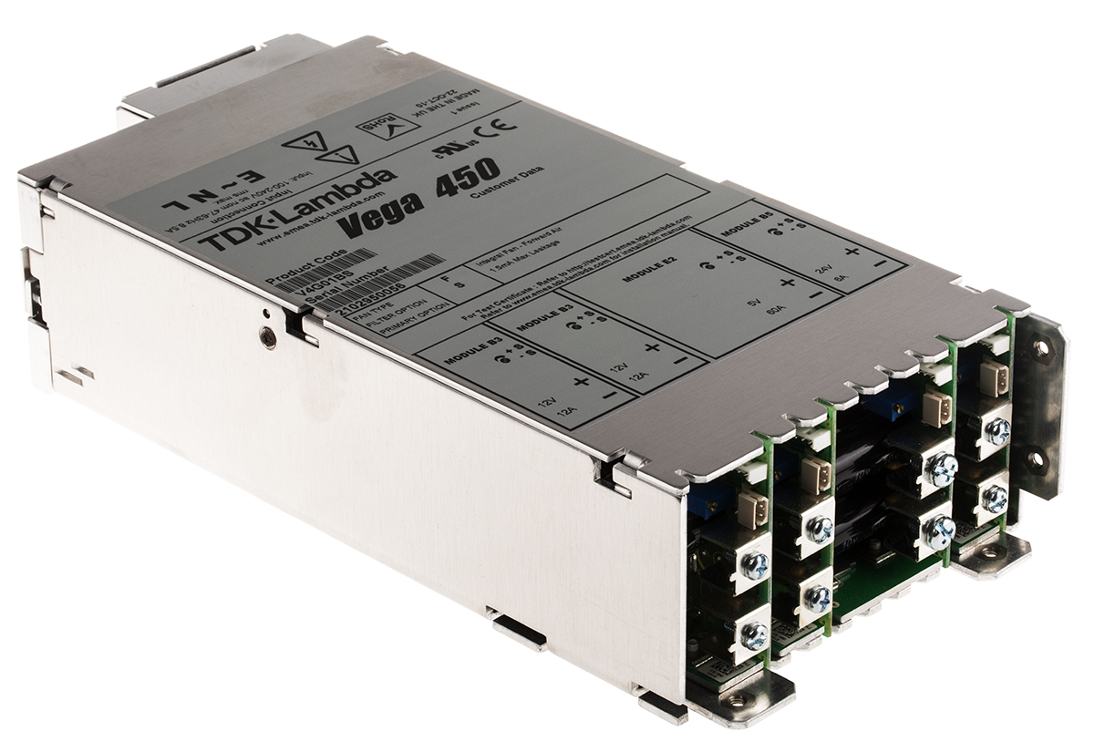 TDK-Lambda Switching Power Supply, V4FFS 5V60A,12V12A,12V12A,24V6 4 Output 24V dc, 450 W, Input 90V ac to  370 V dc,