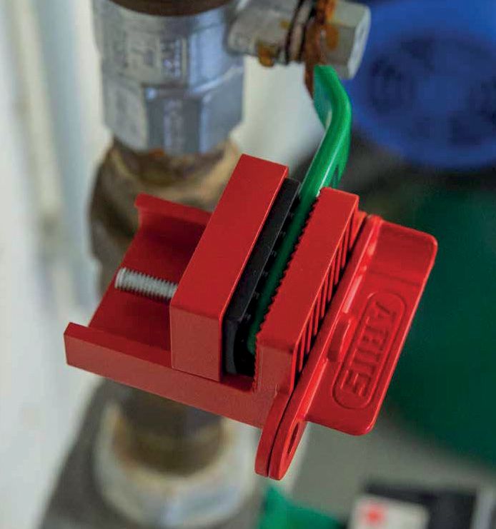 v500 ABUS Red Valve Lockout Metal Ball Valve Lockout