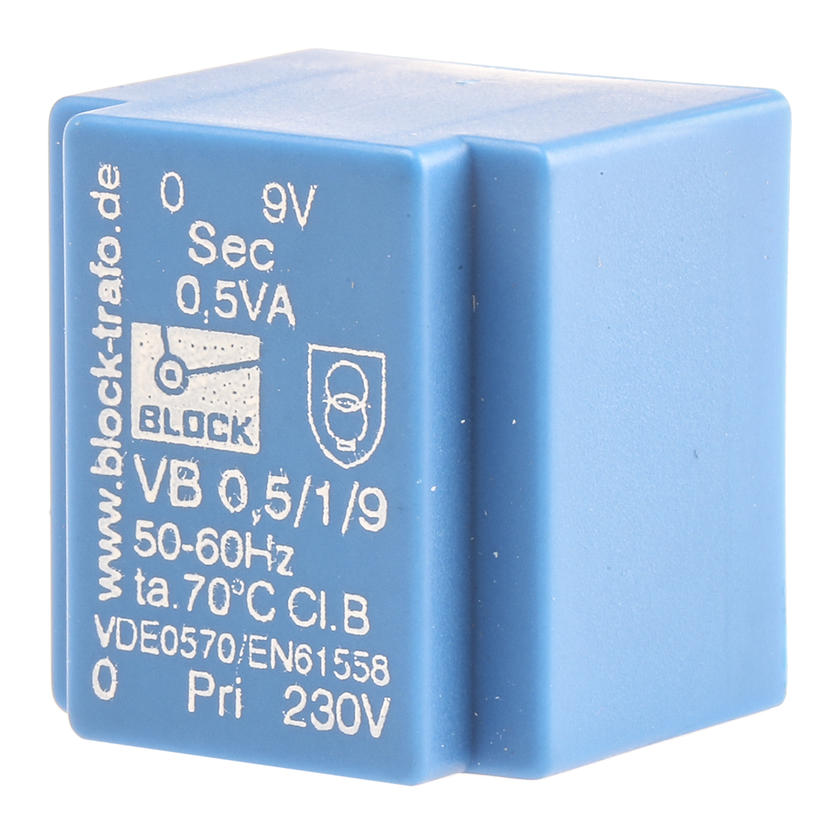 Block 9 V ac 1 Output Through Hole PCB Transformer, VDE, UL 0.5 VA
