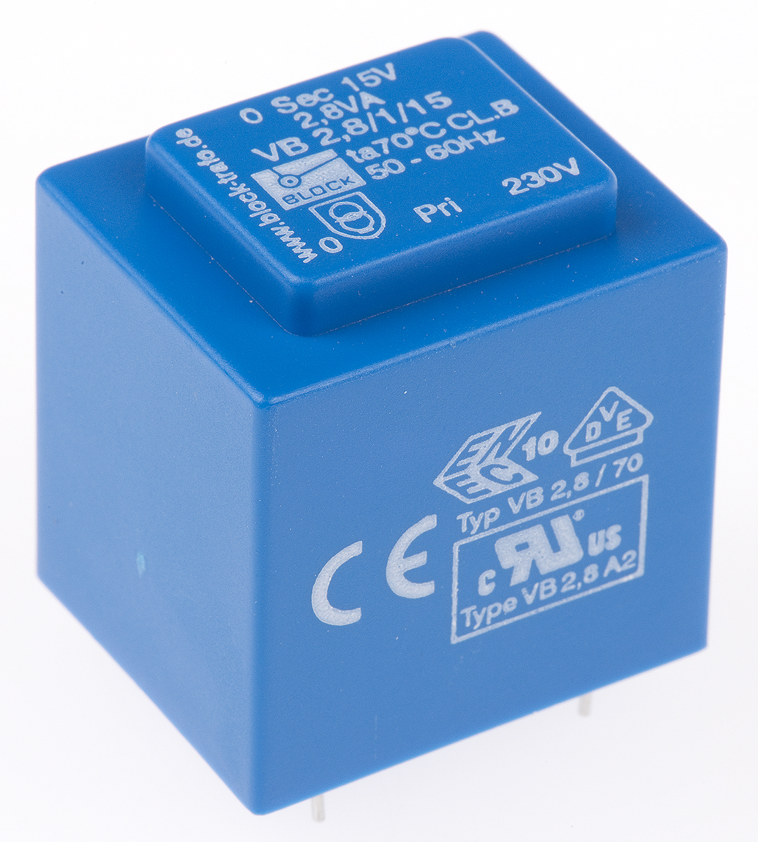 Block 15 V ac 1 Output Pin PCB Transformer, DIN EN 61558-2-1, ENEC 10 (VDE), VDE 0570 Part 2-6, VDE 0570 part 2-1, IEC