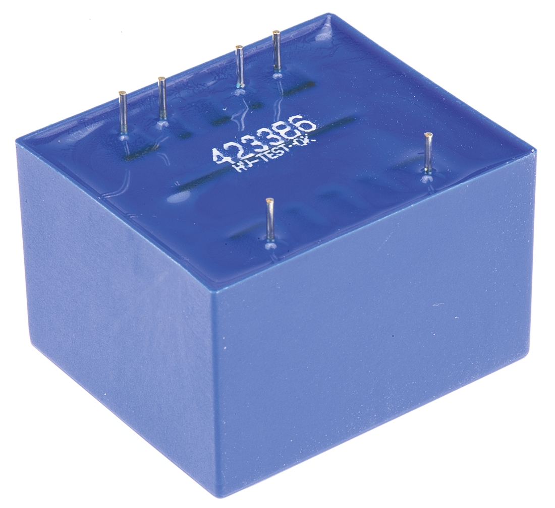 vb-3229 Block 2 x 9 V ac 2 Output Pin PCB Transformer, cURus, ENEC 10 (VDE), UL 5085-1/-2, CSA 22.2 No.66, EN 61558-2-6, VDE