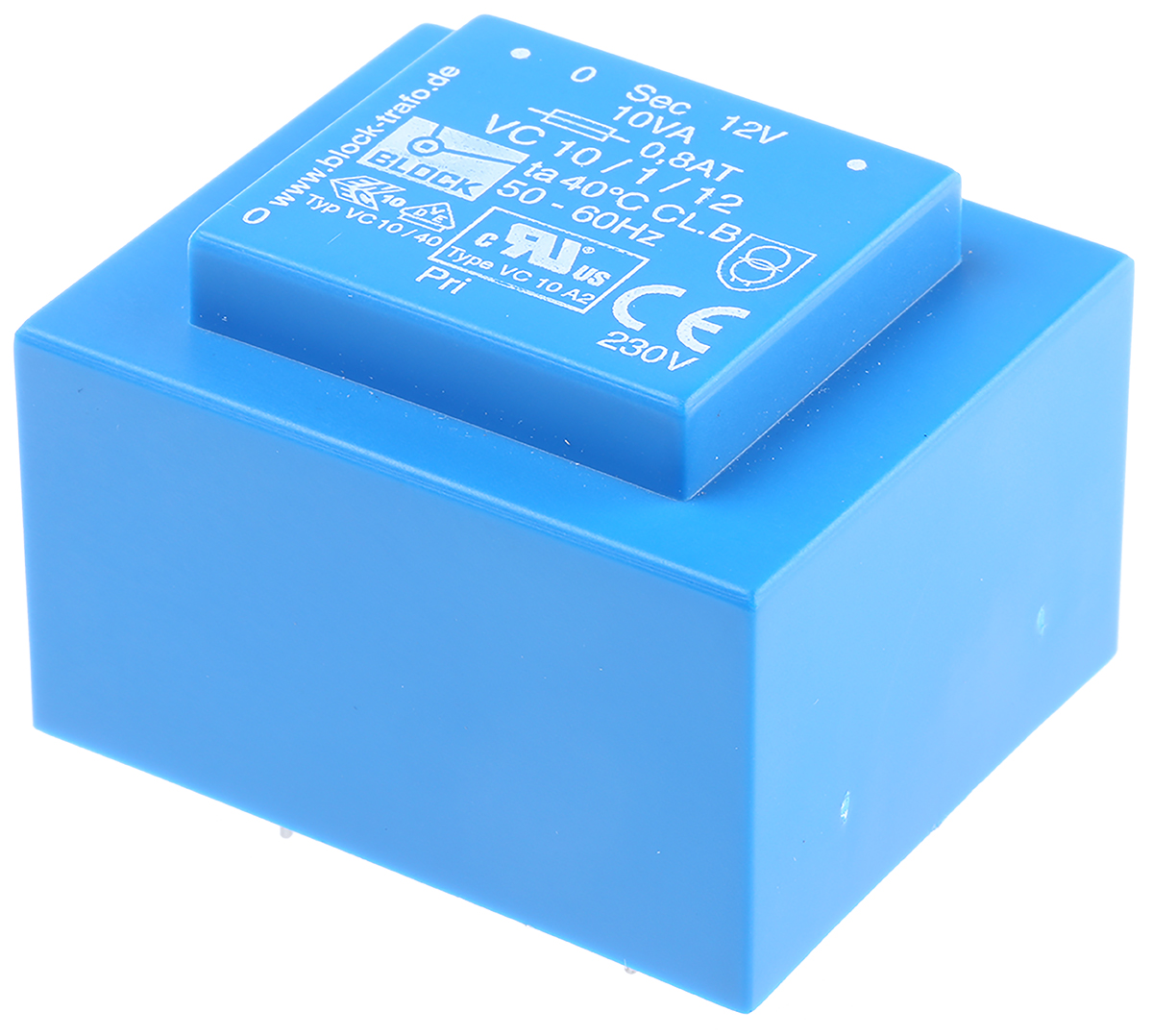 Block 12 V ac 1 Output Through Hole PCB Transformer, VDE, UL 10 VA