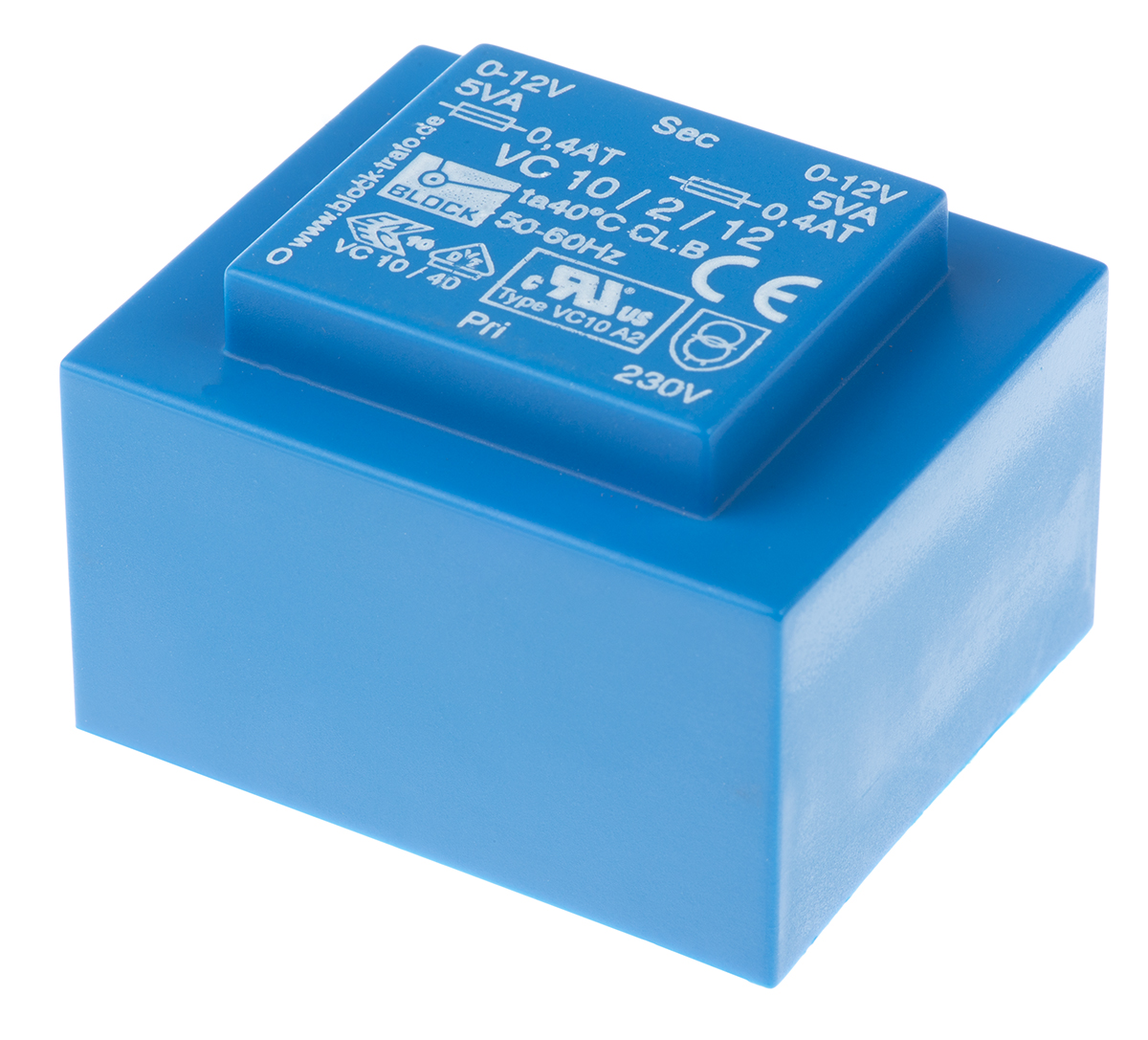 Block 2 x 12 V ac 2 Output Pin PCB Transformer, EN 61558-2-6, ENEC (VDE), DIN EN 61558-2-6, CSA 22.2 No.66, UL