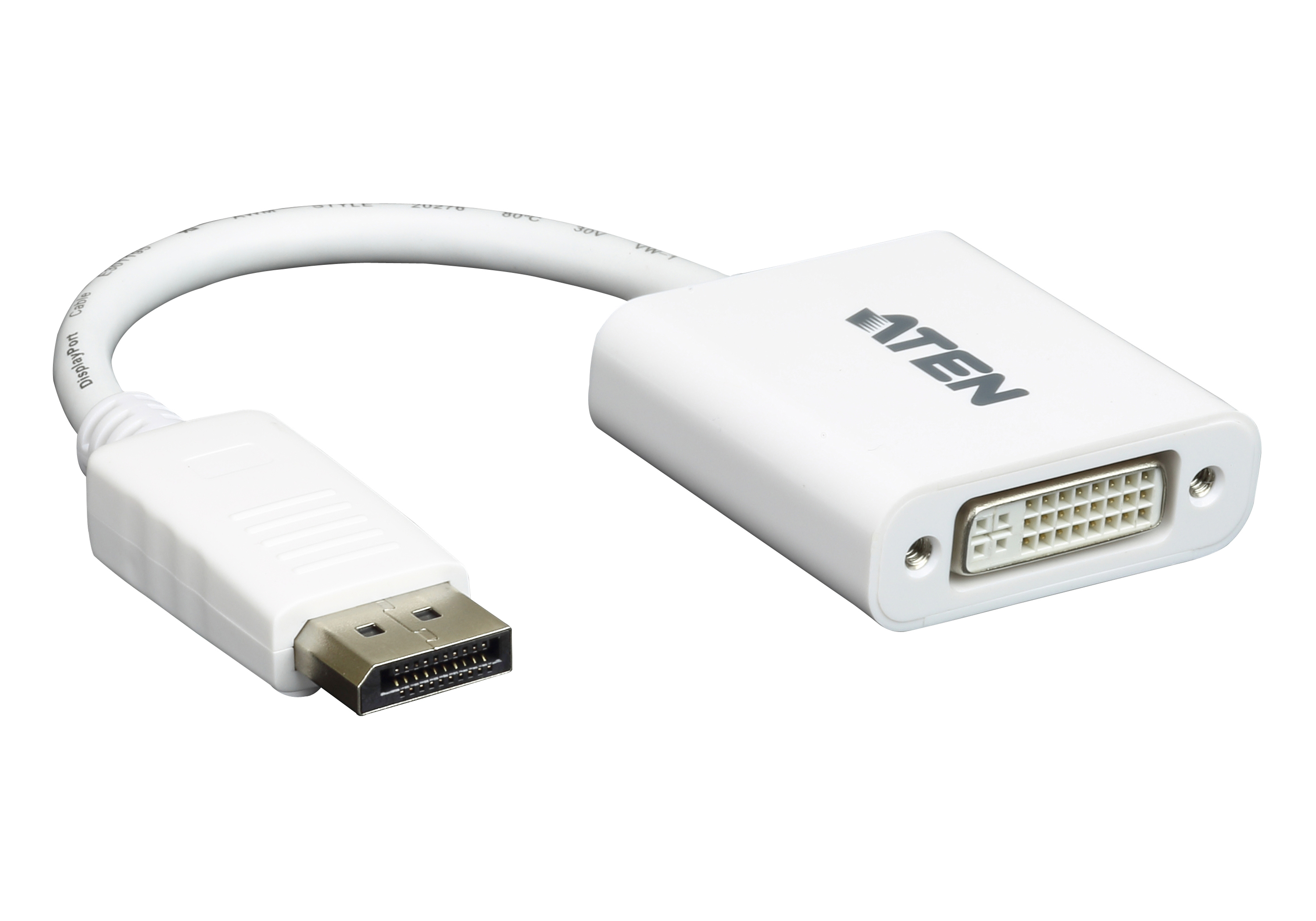 Aten  1 port DisplayPort to DVI  Adapter 18 cm Length 1920 x 1080 pixel Maximum Resolution