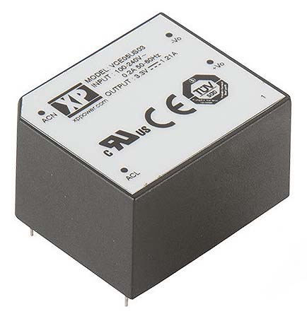 XP Power Switching Power Supply, VCE05US09 9V dc, 550mA, 5 W, Input 80V ac to  264V ac