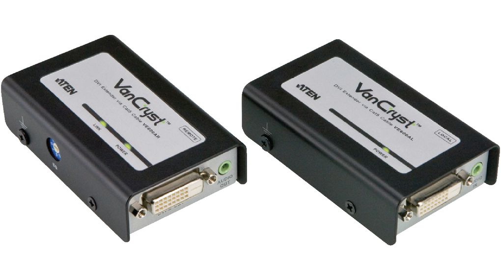 Aten 1 Port DVI over Cat5e Stereo Jack Extender 60 m, 1920 x 1200 pixel Maximum Resolution
