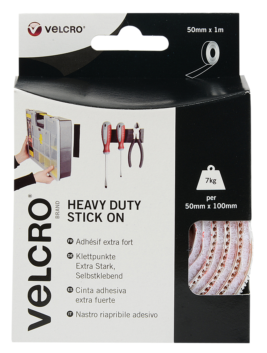 Velcro White Hook & Loop Tape, 50mm x 1 m