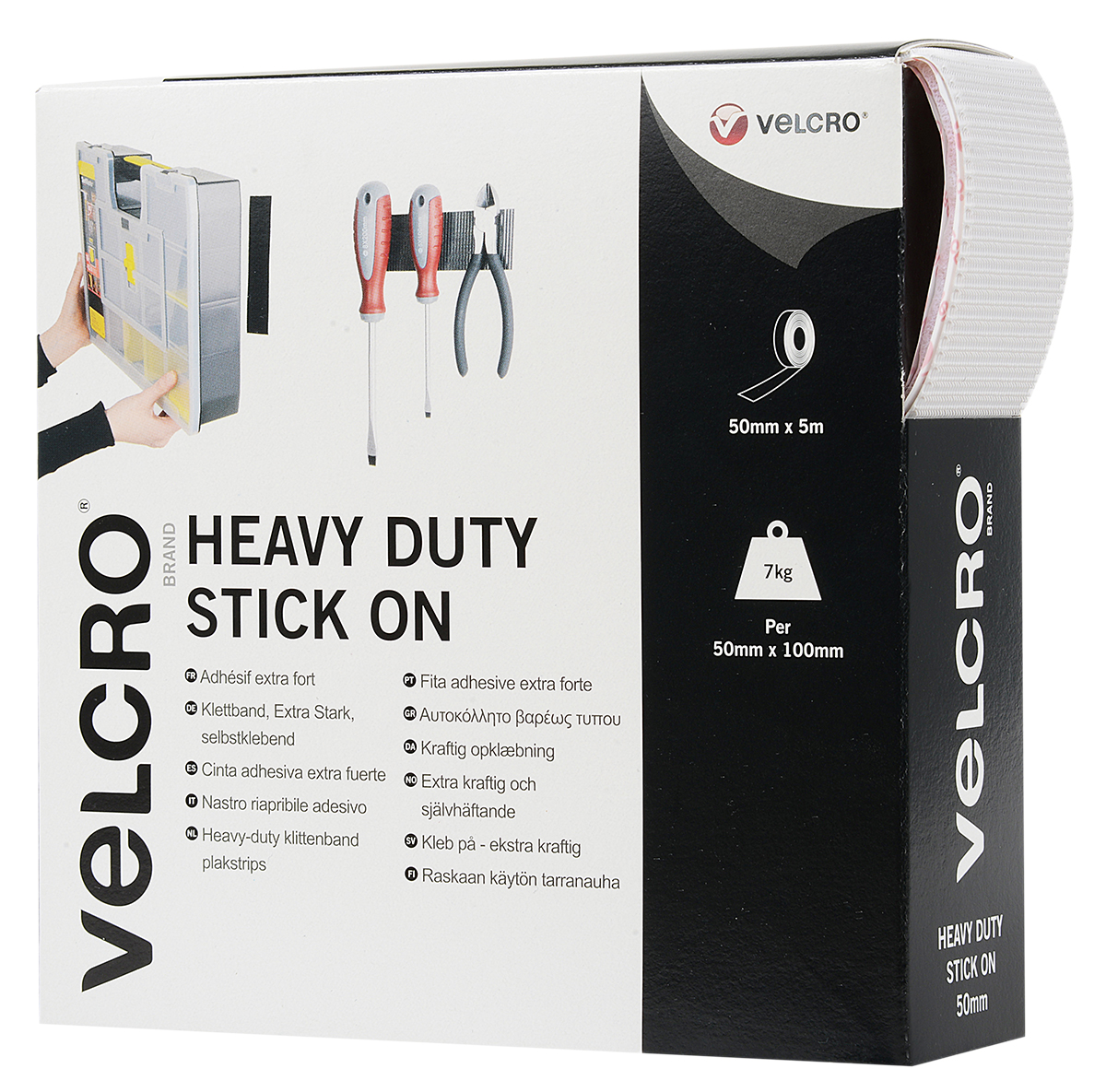 Velcro White Hook & Loop Tape, 50mm x 5 m