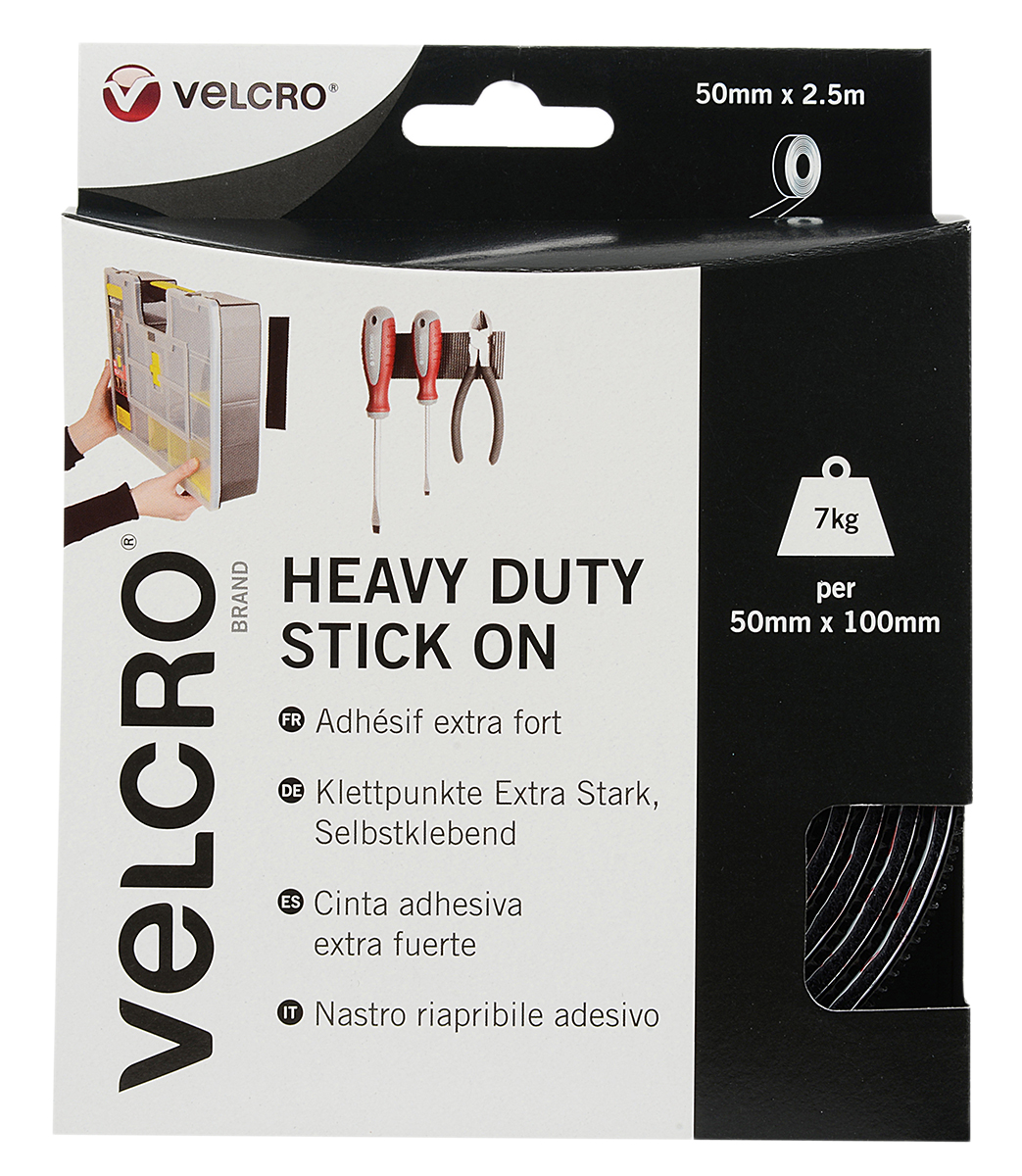 Velcro Black Hook & Loop Tape, 50mm x 2.5 m