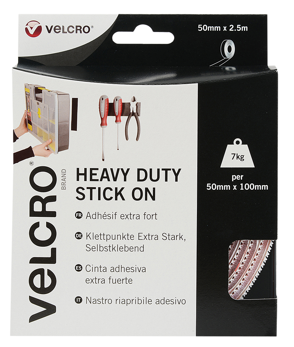 Velcro White Hook & Loop Tape, 50mm x 2.5 m