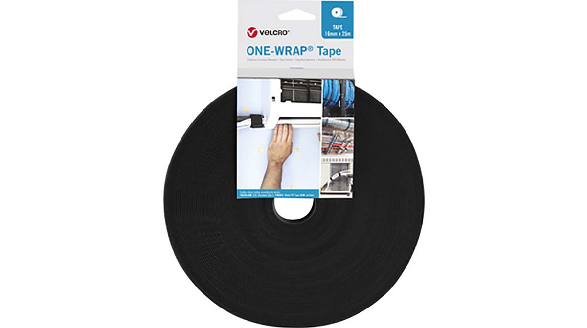 Velcro Black Hook & Loop Tape, 16mm x 25 m