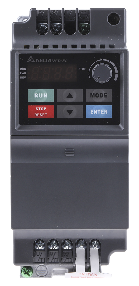 Delta Electronics Inverter Drive, 0.4 kW, 1 Phase, VFD-EL Series 264V 2.5 A