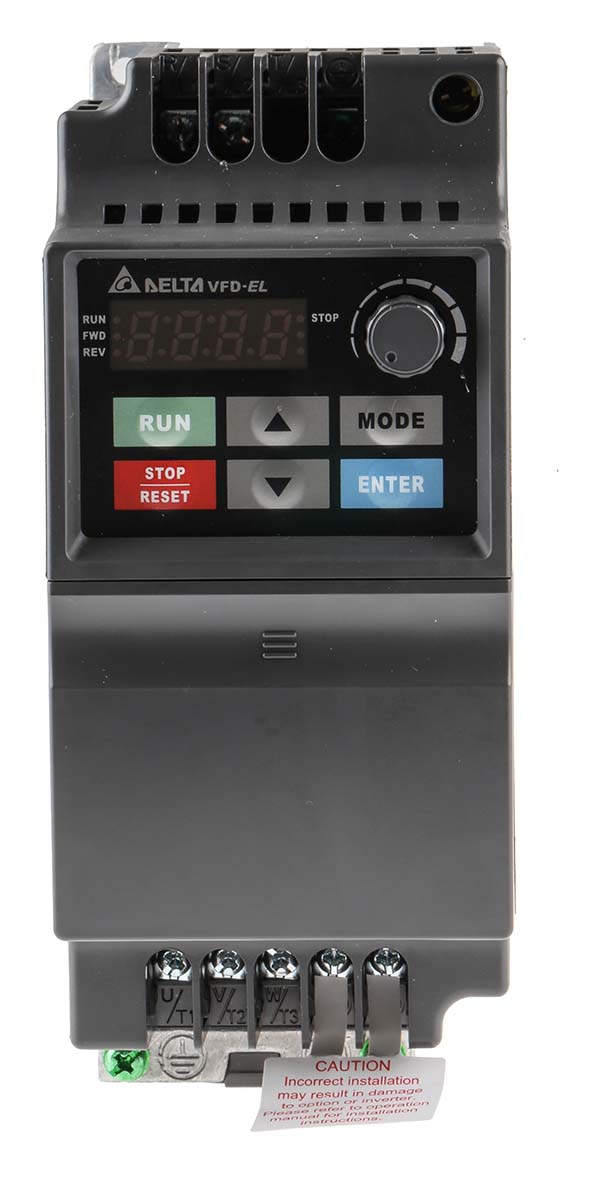 Delta Electronics Inverter Drive, 0.75 kW, 1 Phase, VFD-EL Series 264V 4.2 A