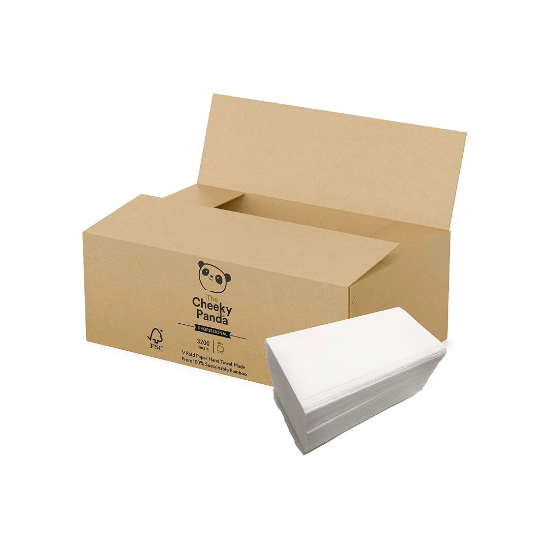 The Cheeky Panda Ltd VHANDTW20 Folded Paper Hand Towels, 215 x 215 mm, 2, 3200 Sheets
