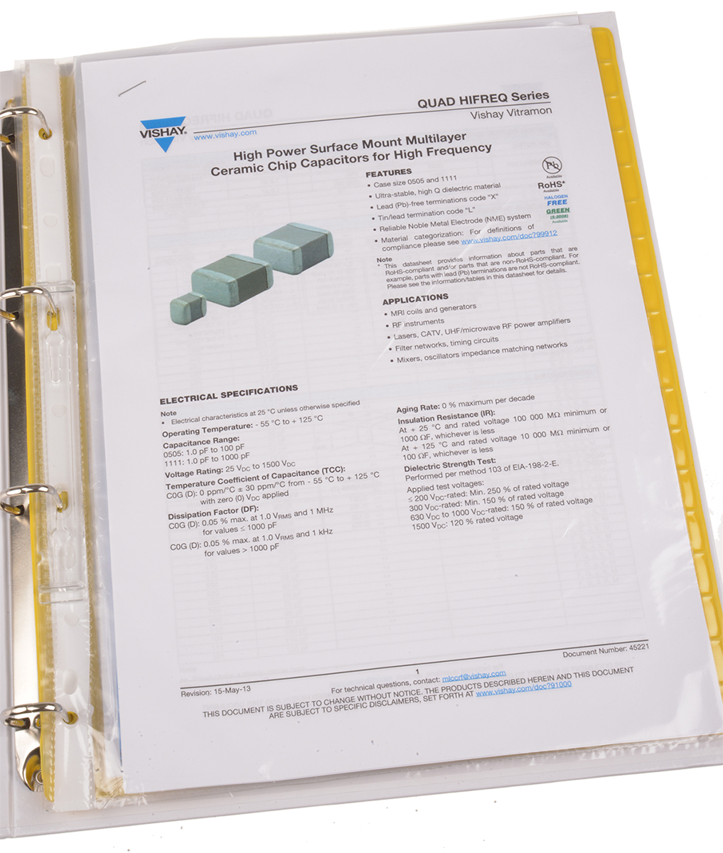 vj1111quarf2kit Vishay, Surface Mount Ceramic Capacitor Kit 15
