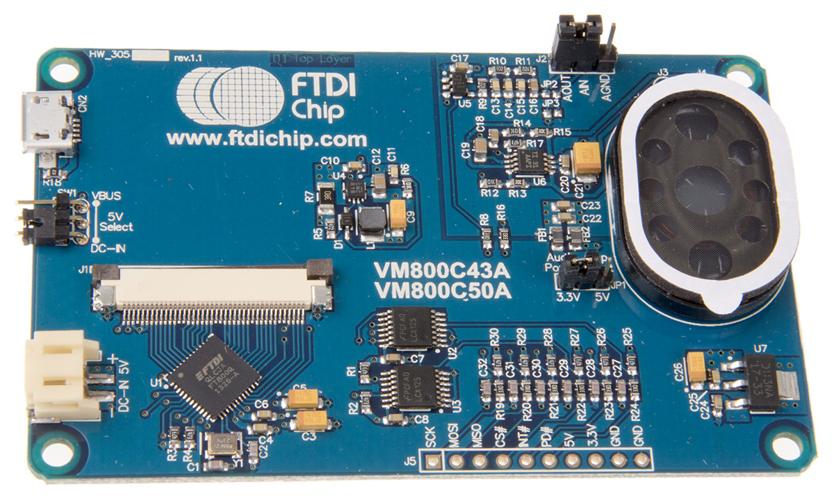 Bridgetek VM800C43A-D FT800 Embedded Video Engine (EVE) Credit Card 4.3 in LCD Adapter Board