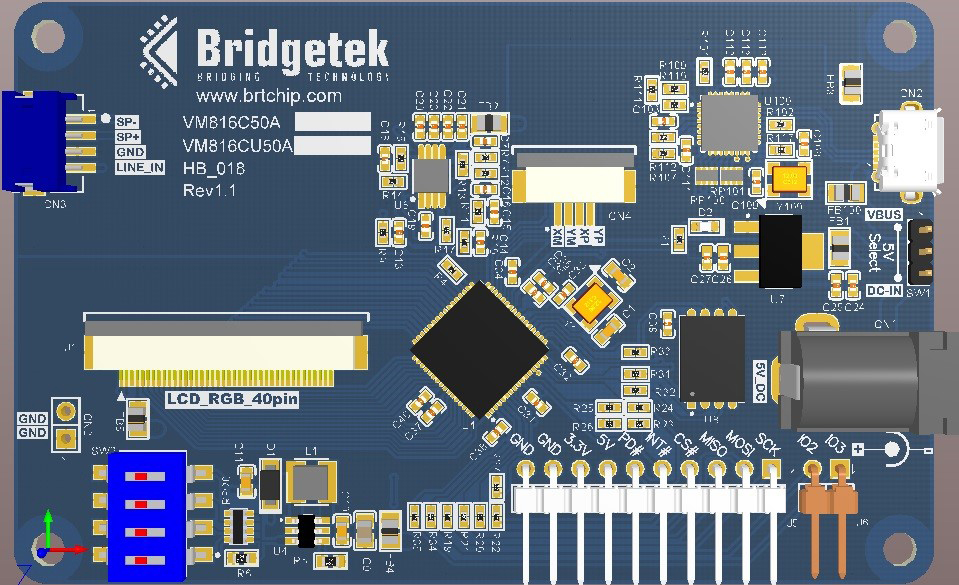 Bridgetek VM816CU50A-N EVE Credit Card Board (no display) 5.0 in LCD Development Module With USB for BT816 EVE