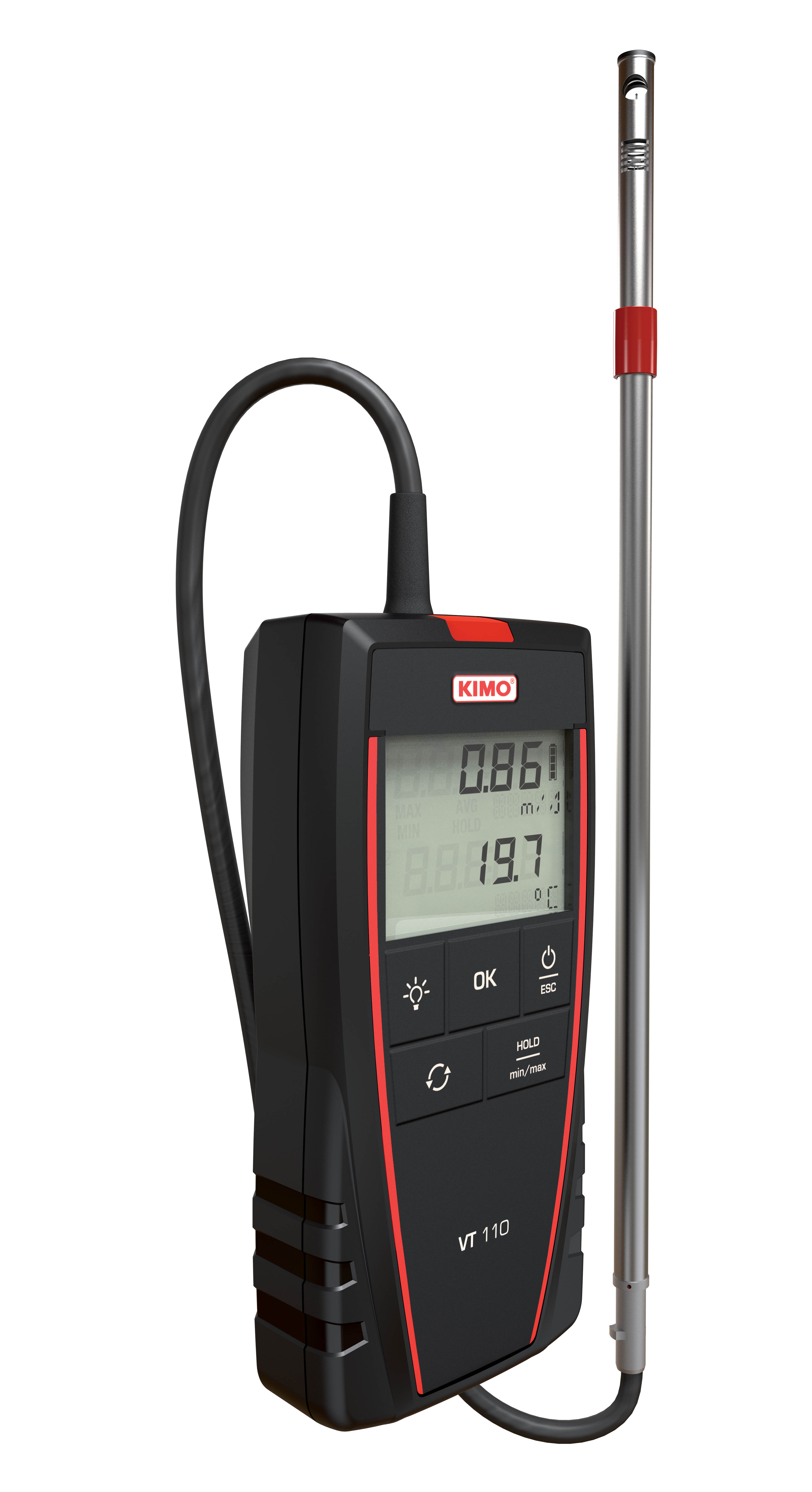 KIMO Hotwire Anemometer, Measures Air Velocity, Air Flow, 30 m/s