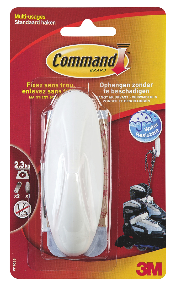 3M Command White 2.2 kg Adhesive Hook x 1 Per Pack
