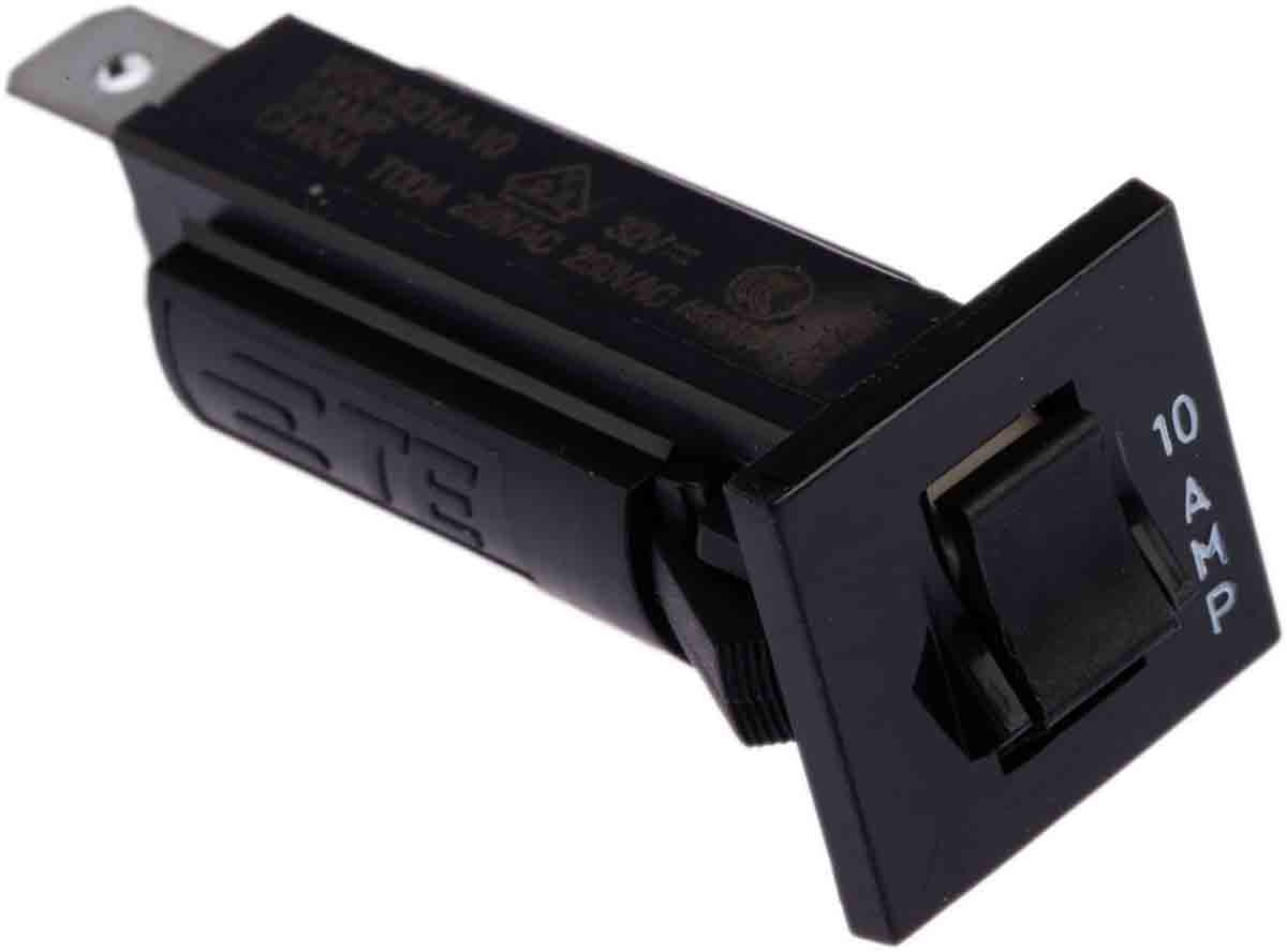 TE Connectivity 0.25 to 20 A W28 Thermal Circuit Breaker - 1-Pole, Panel, 10A Current Rating, 1000 A, 240V ac, 32 V dc