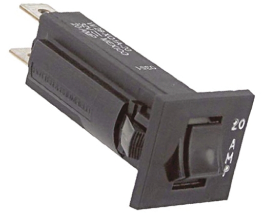 TE Connectivity 0.25 to 20 A W28 Thermal Circuit Breaker - 1-Pole, Direct, 20A Current Rating, 1000 A, 240V ac, 50 V dc