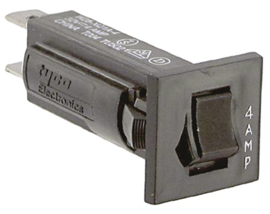 TE Connectivity W28 Thermal Circuit Breaker - 1-Pole, Direct, 4A Current Rating, 1000 A, 240V ac, 50 V dc