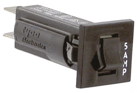 TE Connectivity 0.25 to 20 A W28 Thermal Circuit Breaker - 1-Pole, Direct, 5A Current Rating, 1000 A, 240V ac, 50 V dc