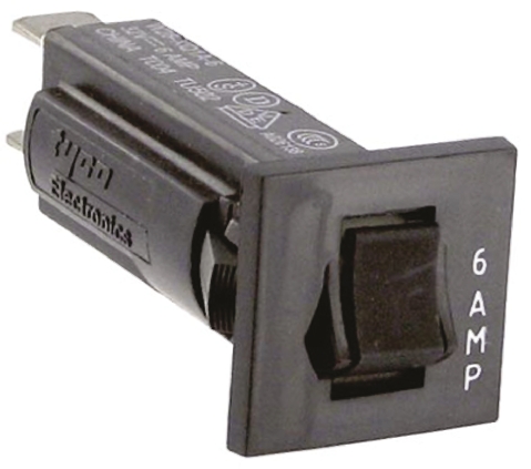 TE Connectivity 0.25 to 20 A W28 Thermal Circuit Breaker - 1-Pole, Direct, 6A Current Rating, 1000 A, 240V ac, 50 V dc