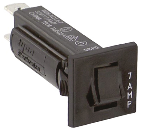TE Connectivity W28 Thermal Circuit Breaker - 1-Pole, Direct, 7A Current Rating, 1000 A, 240V ac, 50 V dc