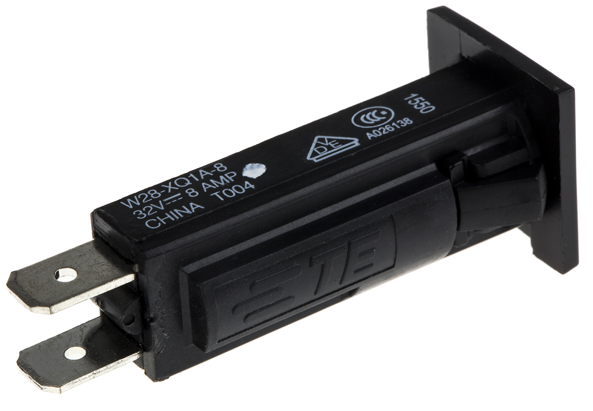 w28-xq1a-8 TE Connectivity 0.25 to 20 A W28 Thermal Circuit Breaker - 1-Pole, Direct, 8A Current Rating, 1000 A, 240V ac, 32 V dc