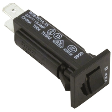 TE Connectivity W28 W28 Thermal Circuit Breaker - 1-Pole, Direct, 15A Current Rating, 1000 A, 240V ac, 50 V dc