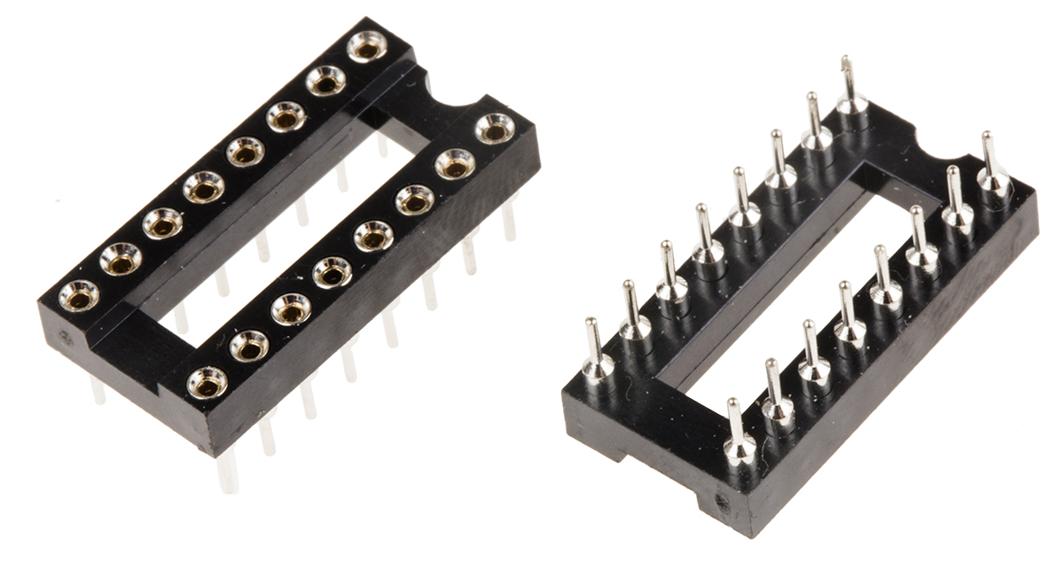 Winslow 2.54 mm Pitch Vertical 16 Way, Through Hole Turned Pin Open Frame DIL Socket, 5A