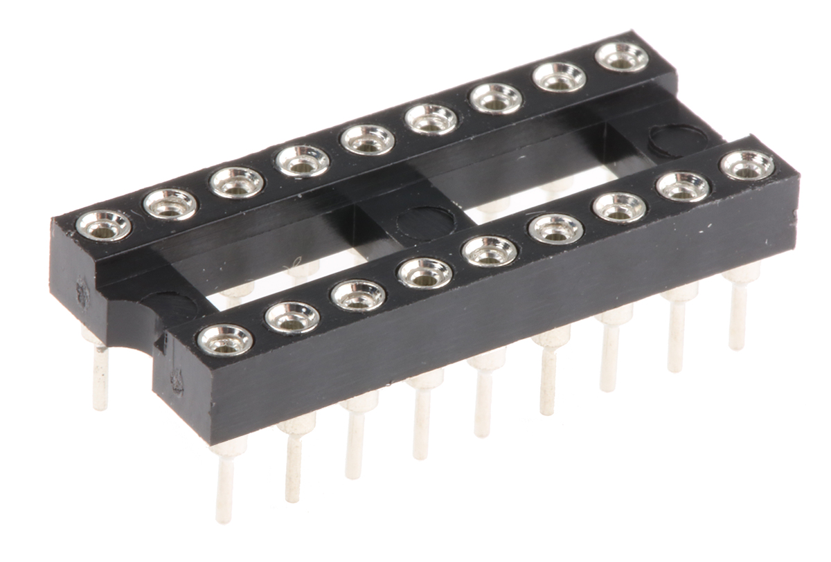 Winslow 2.54 mm Pitch Vertical 18 Way, Through Hole Turned Pin Open Frame DIL Socket, 5A