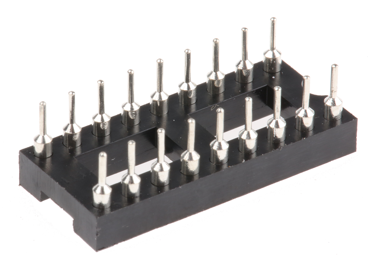 w30518trc Winslow 2.54 mm Pitch Vertical 18 Way, Through Hole Turned Pin Open Frame DIL Socket, 5A