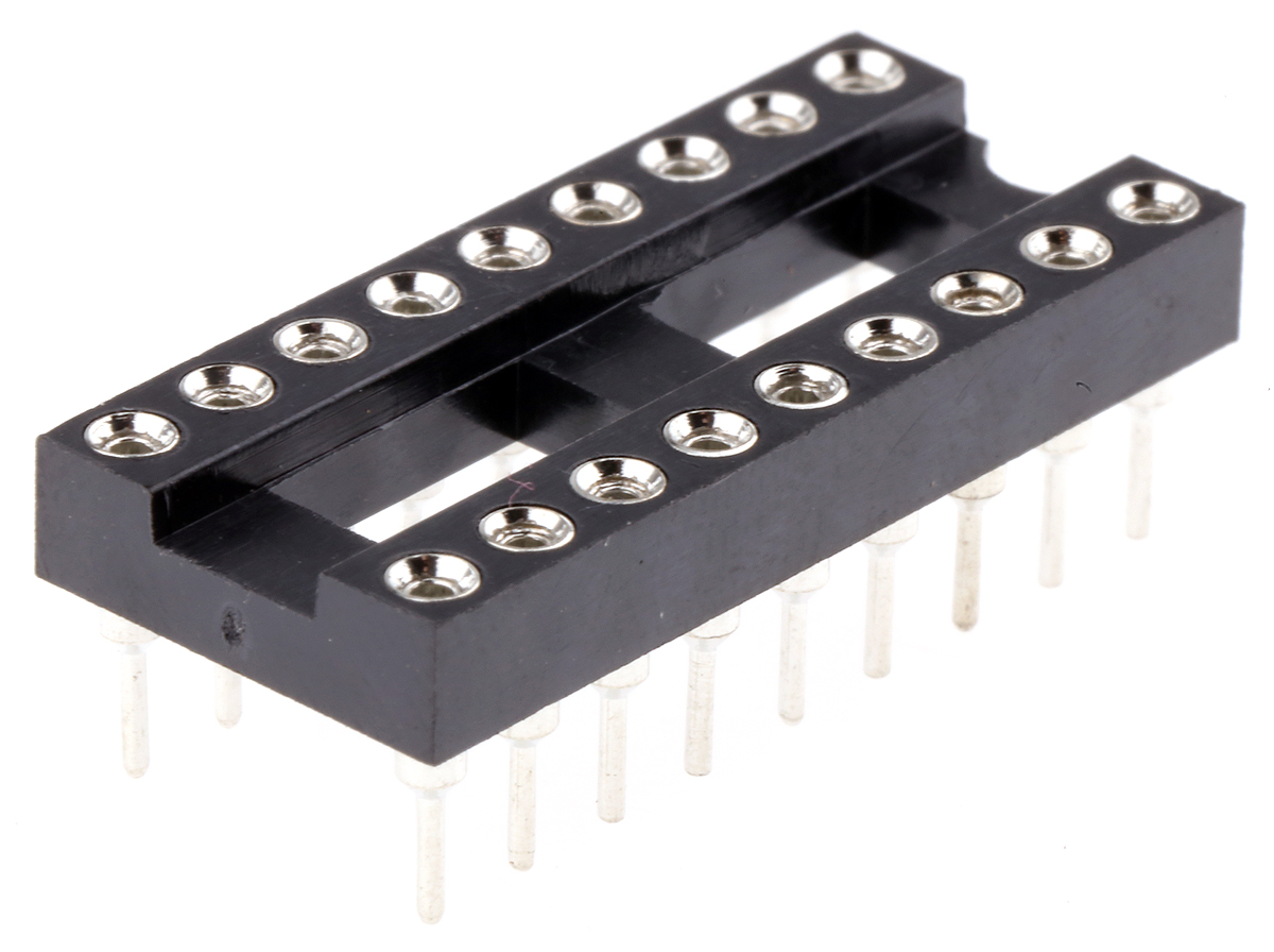 Winslow 2.54 mm Pitch Vertical 18 Way, Through Hole Turned Pin Open Frame DIL Socket, 5A
