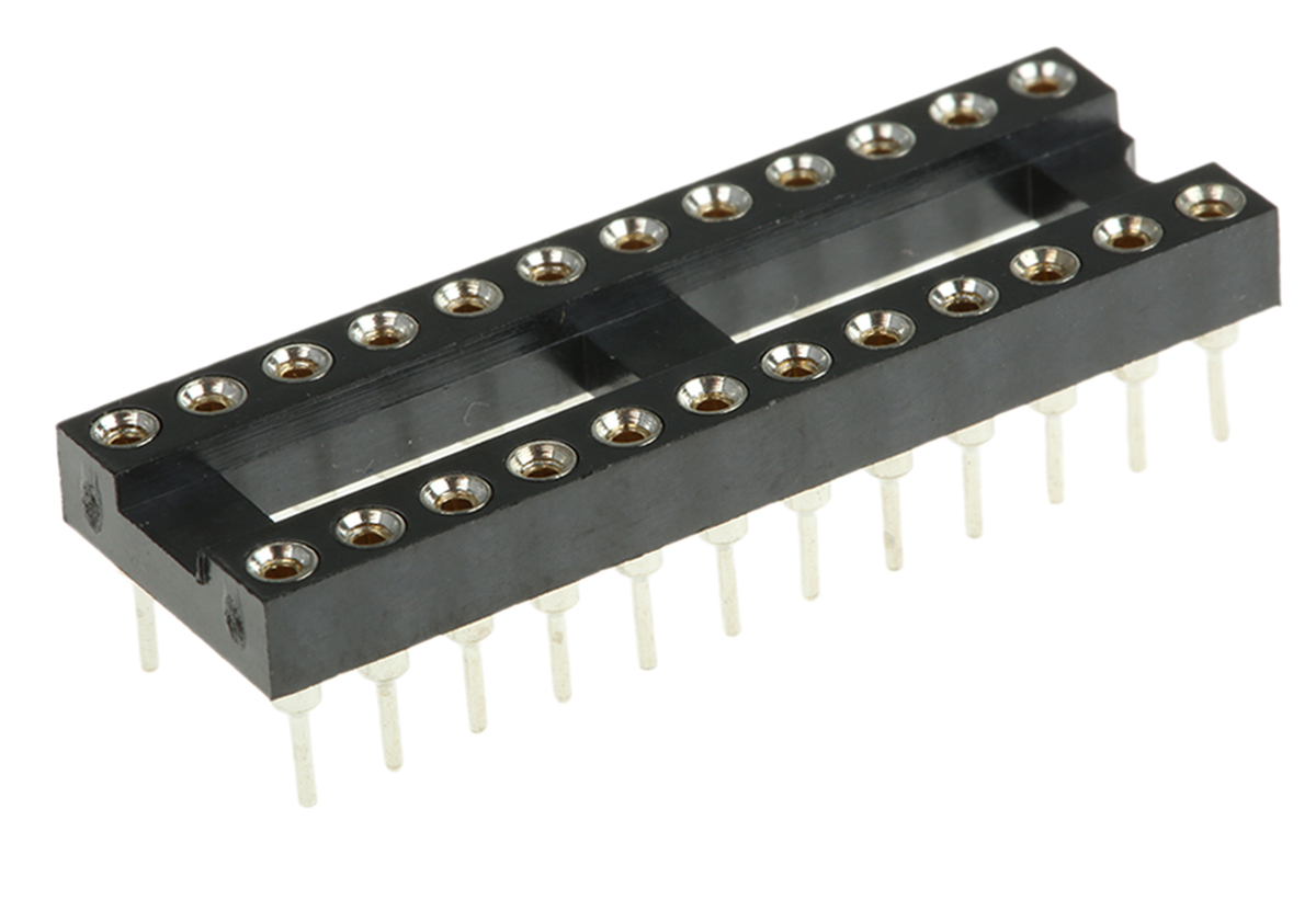 Winslow 2.54 mm Pitch Vertical 24 Way, Through Hole Turned Pin Open Frame DIL Socket, 5A