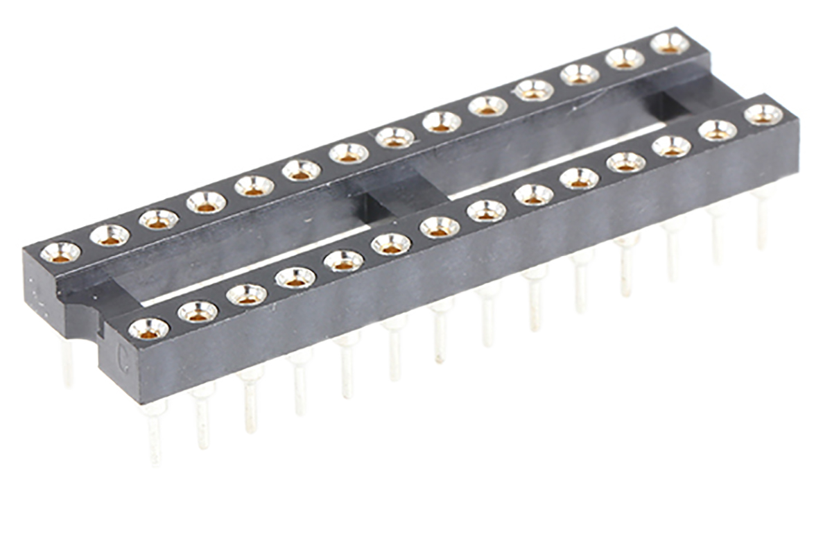 Winslow 2.54 mm Pitch Vertical 28 Way, Through Hole Turned Pin Open Frame DIL Socket, 5A