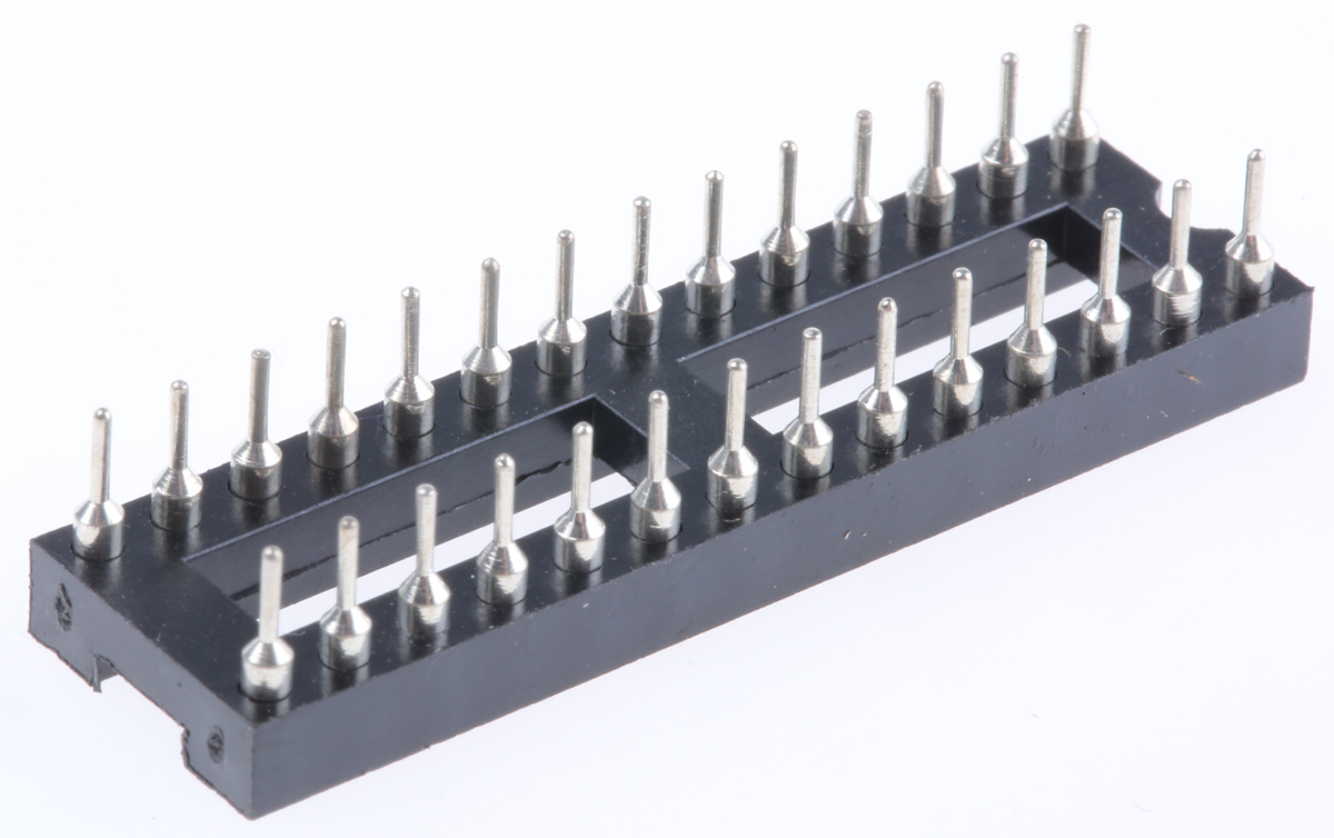 Winslow 2.54 mm Pitch Vertical 28 Way, Through Hole Turned Pin Open Frame DIL Socket, 5A