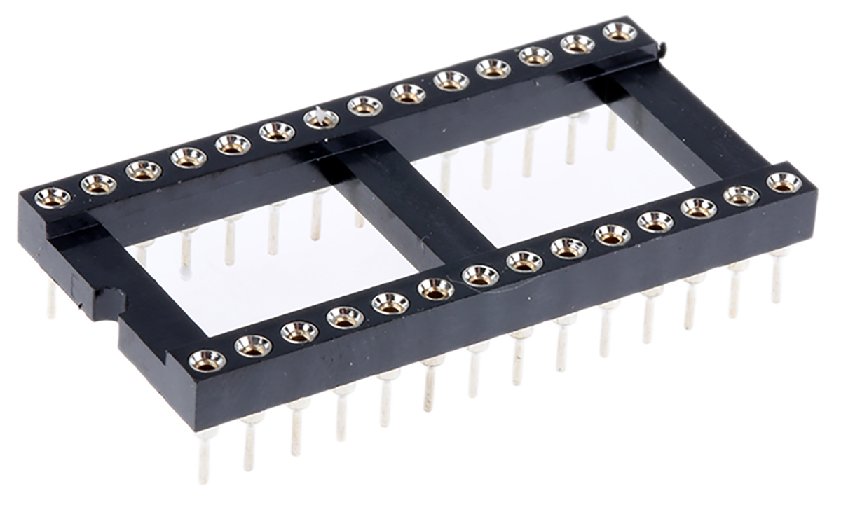 Winslow 2.54 mm Pitch Vertical 28 Way, Through Hole Turned Pin Open Frame DIL Socket, 5A