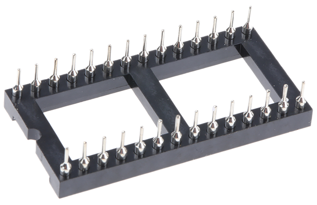w30528trc Winslow 2.54 mm Pitch Vertical 28 Way, Through Hole Turned Pin Open Frame DIL Socket, 5A