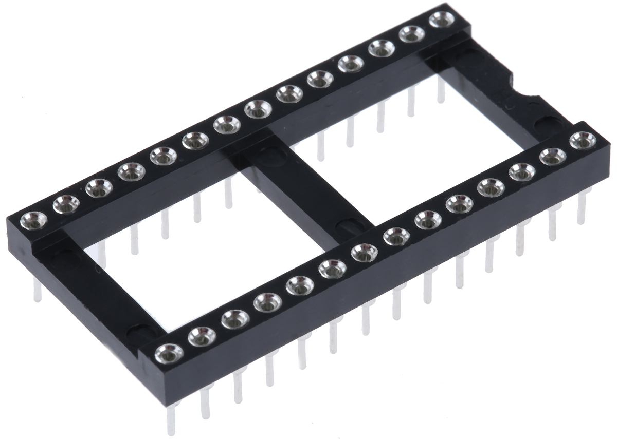 Winslow 2.54 mm Pitch Vertical 28 Way, Through Hole Turned Pin Open Frame DIL Socket, 5A