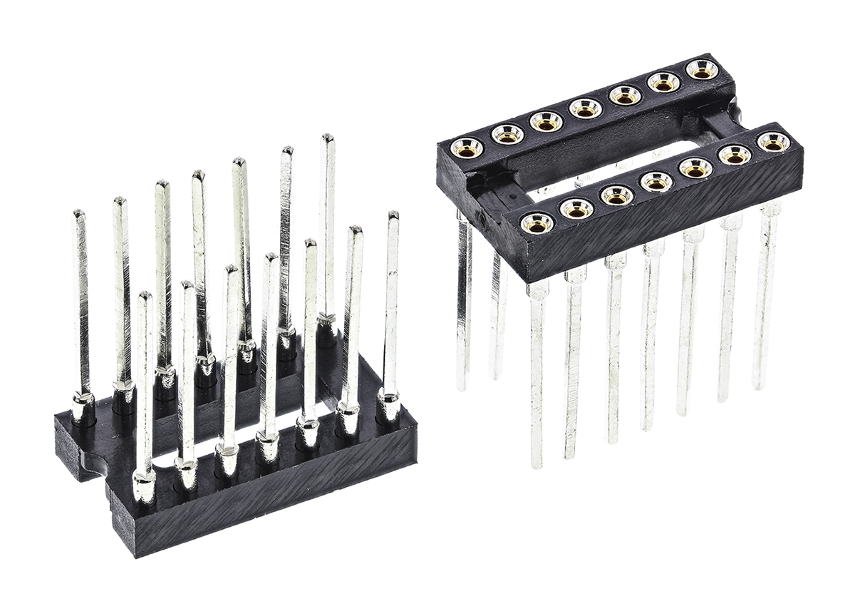 Winslow, W30600 2.54 mm Pitch Vertical 14 Way, Through Hole Turned Pin Open Frame DIL Socket, 5A