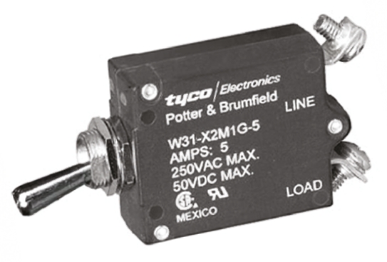 TE Connectivity 0.5 to 50 A W31 Thermal Circuit Breaker - 1-Pole, Direct, 5A Current Rating, 1000 A, 240V ac, 50 V dc