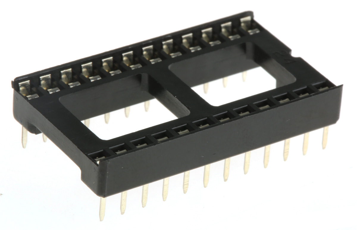 Winslow, W3100 2.54 mm Pitch Vertical 24 Way, Through Hole Stamped Pin Open Frame DIL Socket, 10A
