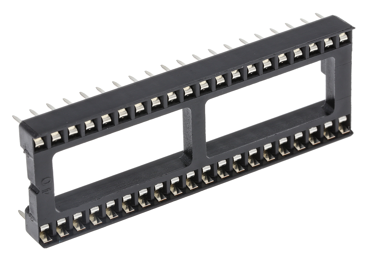 Winslow, W3100 2.54 mm Pitch Vertical 40 Way, Through Hole Stamped Pin Open Frame DIL Socket, 10A