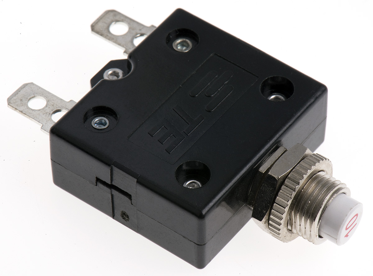 TE Connectivity 0 to +60 °C W54 Thermal Circuit Breaker - 1-Pole, Direct, 10A Current Rating, 1000 A, 250V ac, 50 V dc