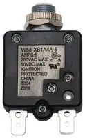 TE Connectivity W58 Thermal Circuit Breaker - 1-Pole, Direct, 5A Current Rating, 1000 A, 250V ac, 50 V dc