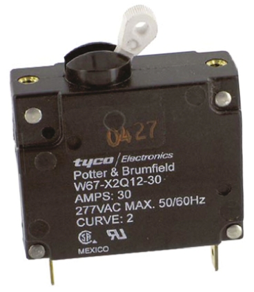 TE Connectivity W67 Thermal Circuit Breaker - 1-Pole, Direct, 30A Current Rating, 1000 A, 250V ac, 50 V dc